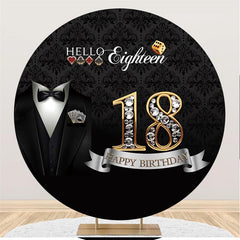 Pure White Simple Happy Birthday Round Backdrop For Party
