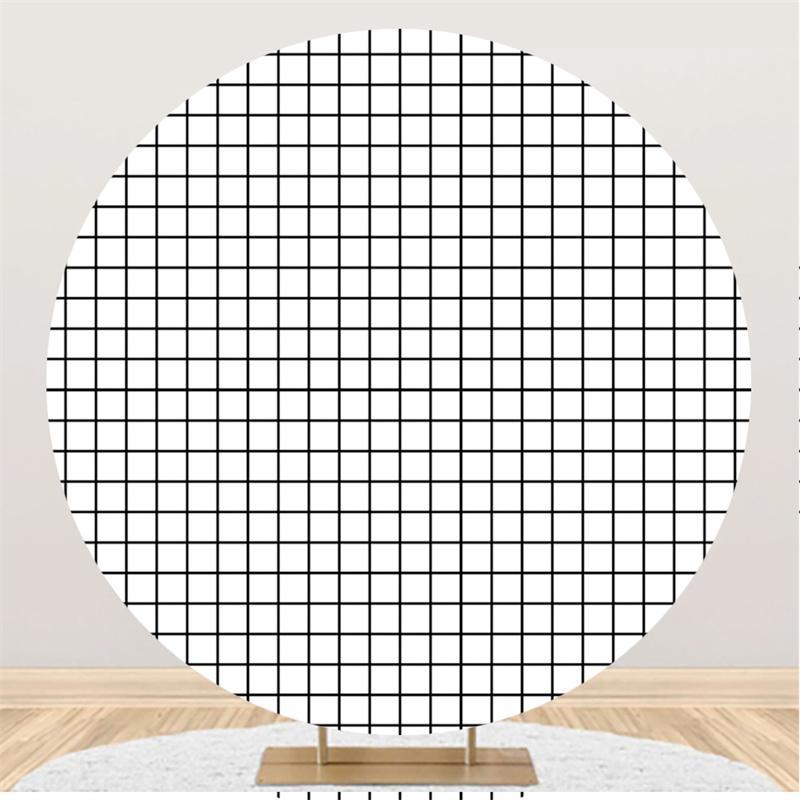 Lofaris Black And White Lattice Baby Shower Round Backdrop