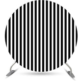 Lofaris Black And White Line Simple Round Birthday Backdrop