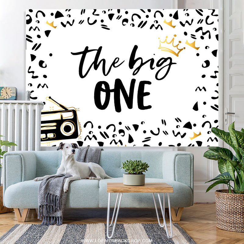 Lofaris Black And White Pattern The Big One Birthday Backdrop