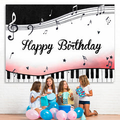 Lofaris Black and White Piano Keys Notes Birthday Backdrop