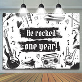 Lofaris Black And White Pop Music Happy 1Th Birthday Backdrop