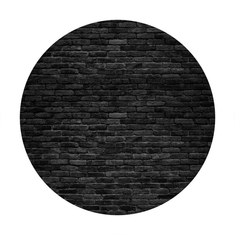 Lofaris Black Brick Simple Custom Circle Backdrop Decoration