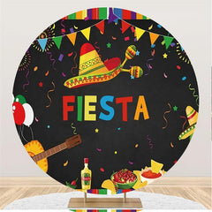 Lofaris Black Custom Circle Mexican Fiesta Backdrop Decoration