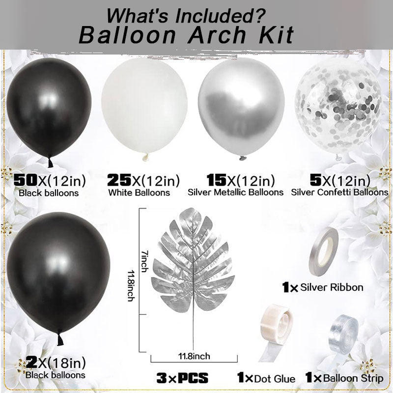 Lofaris Black DIY 100 Pack Balloon Arch Kit | Party Decorations - Silver