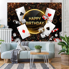 Lofaris Black Gold Bokeh Glitter Poker Card Birthday Backdrop