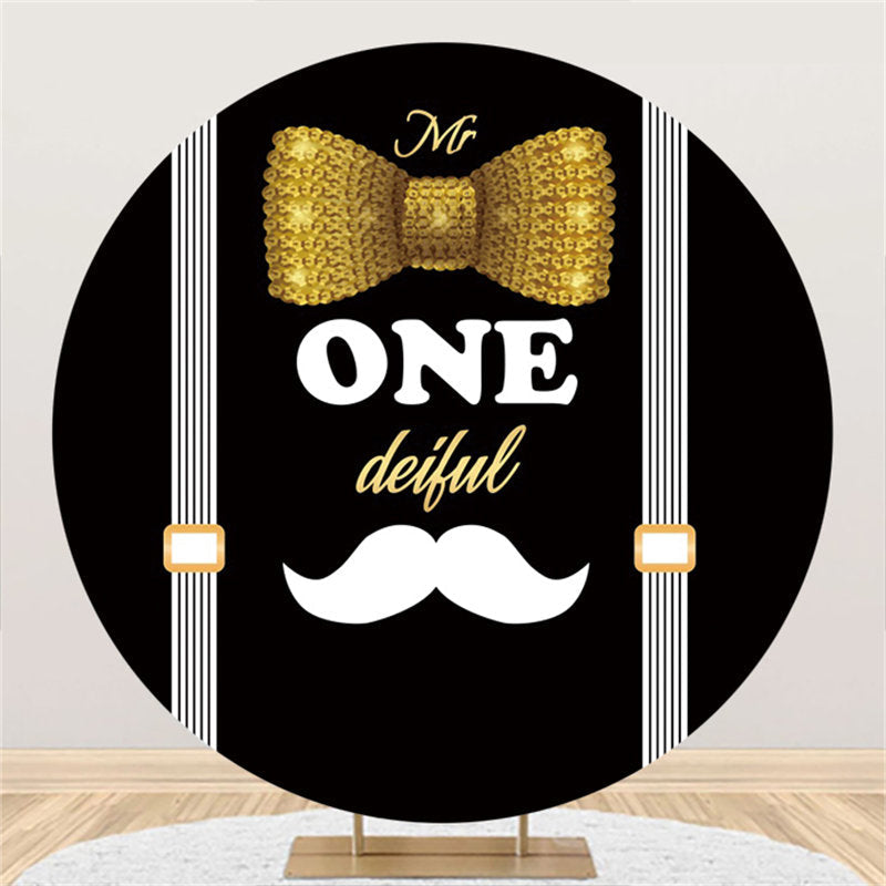 Lofaris Black Gold Mr Onderful Beard Circle Birthday Backdrop