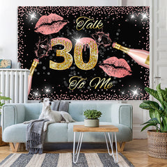 Lofaris Black Golden And Pink Talk 30 To Me Birthday Backdrop