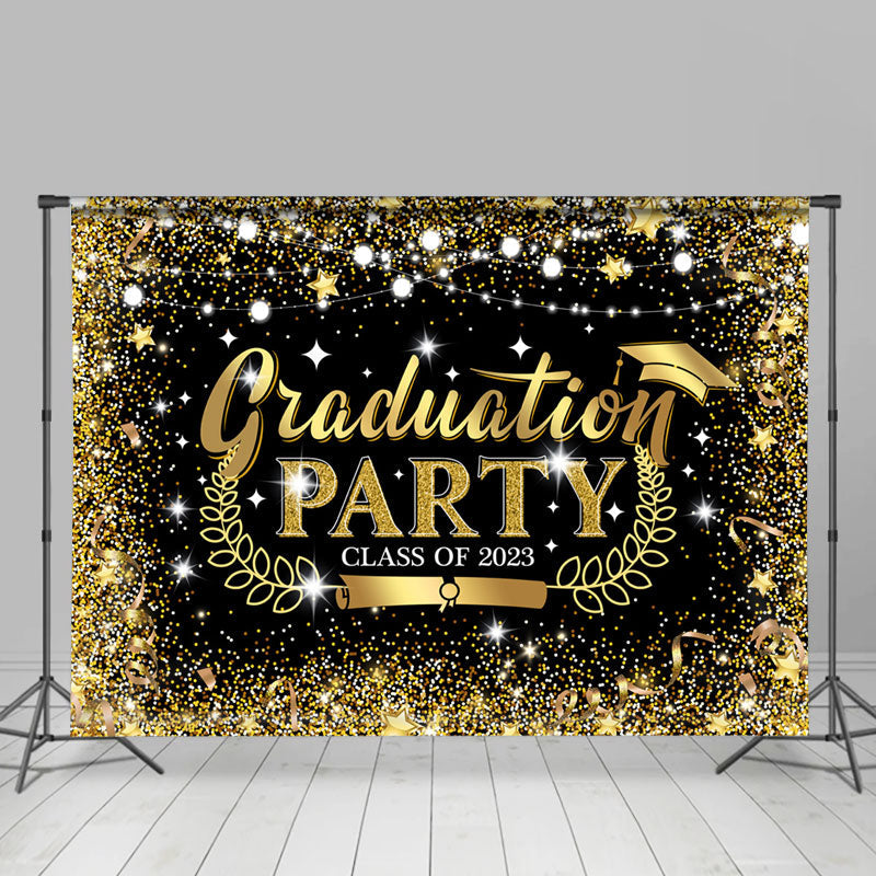 Lofaris Black Golden Glitter Graduation Party Backdrop