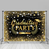 Lofaris Black Golden Glitter Graduation Party Backdrop