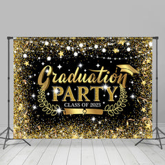 Lofaris Black Golden Glitter Graduation Party Backdrop