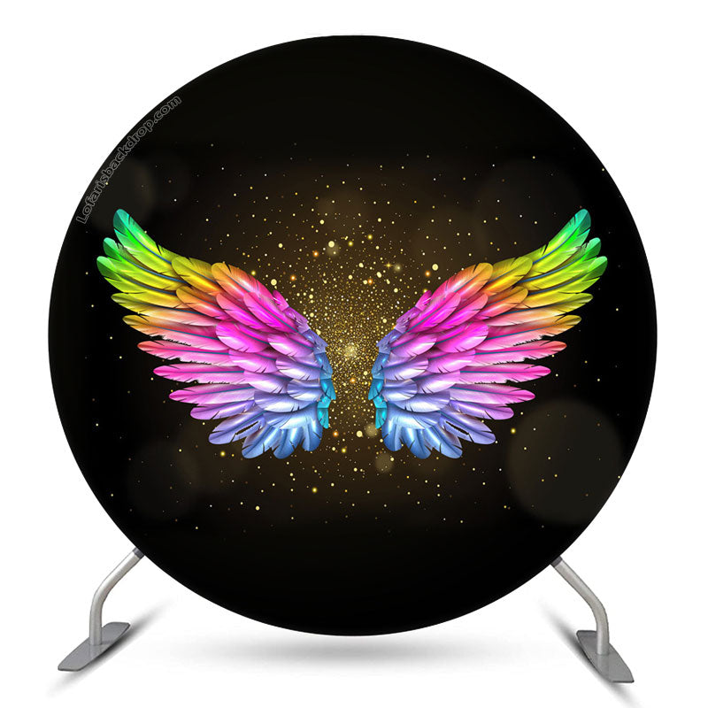Lofaris Black Golden With Colorful Wing Circle Backdrop Kit