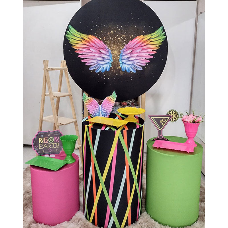 Lofaris Black Golden With Colorful Wing Circle Backdrop Kit