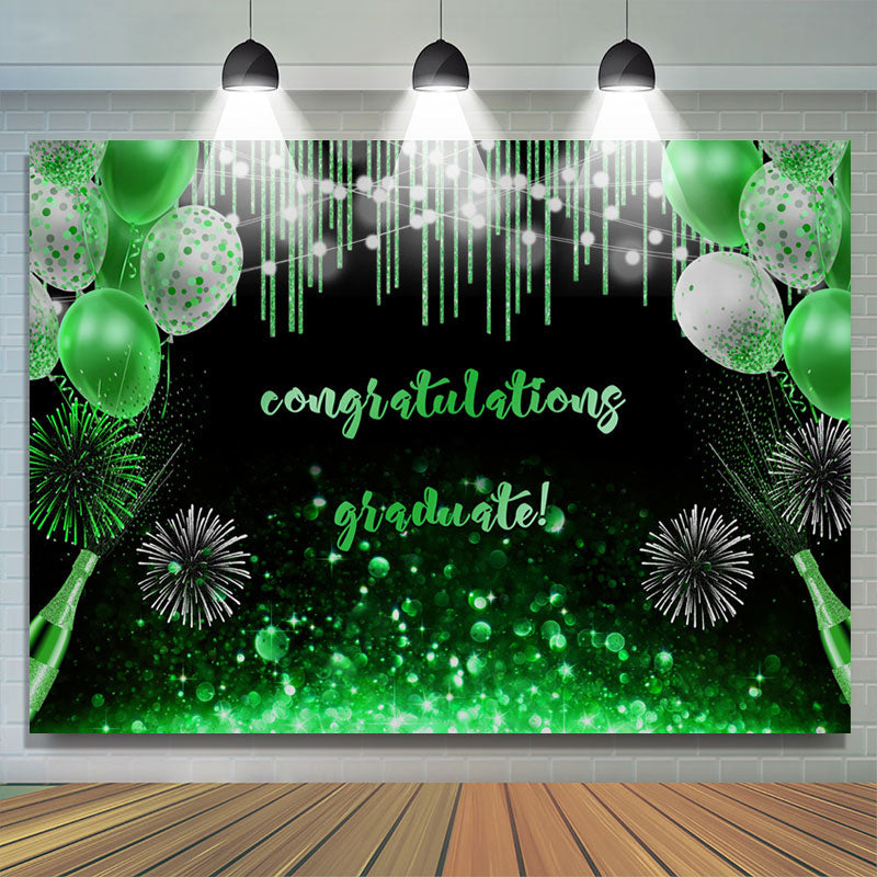 Lofaris Black Green Bokeh Ballons Congratulation Grad Backdorp