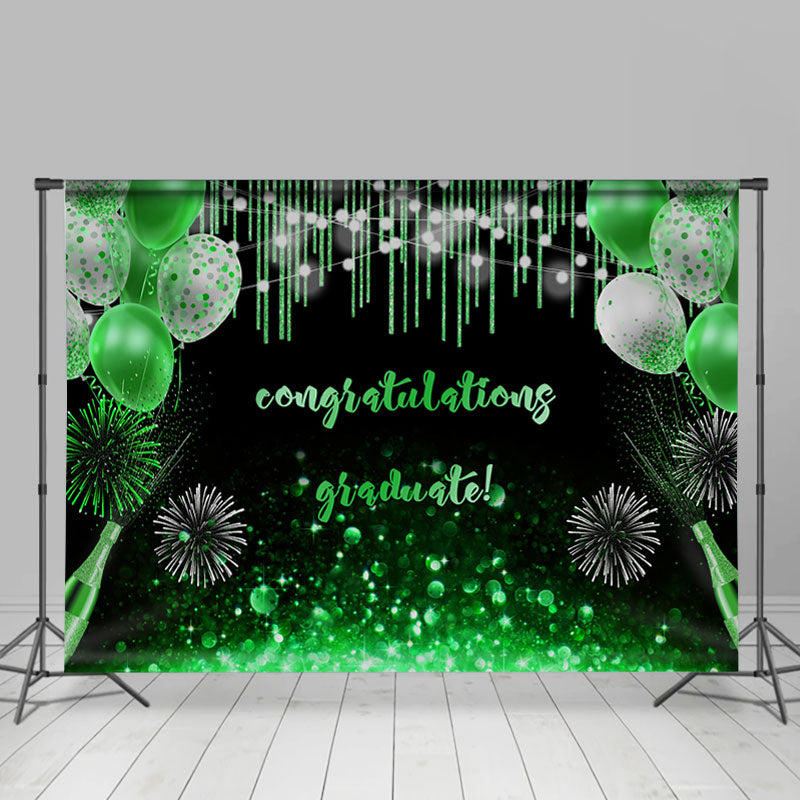 Lofaris Black Green Bokeh Ballons Congratulation Grad Backdorp