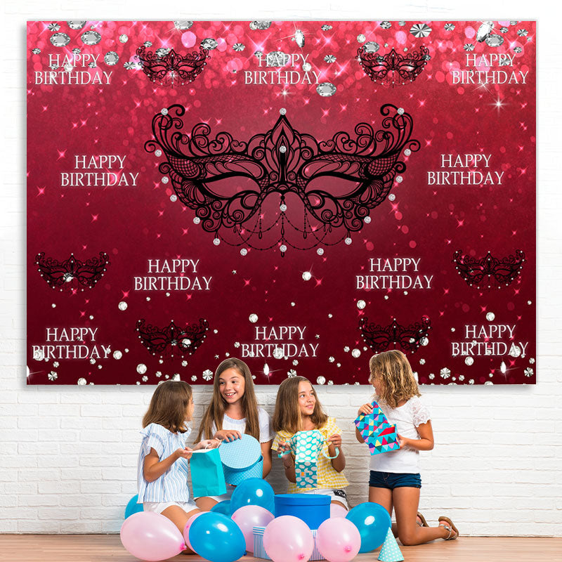 Lofaris Black Mask Red Diamonds Bokeh Girls Birthday Backdrop