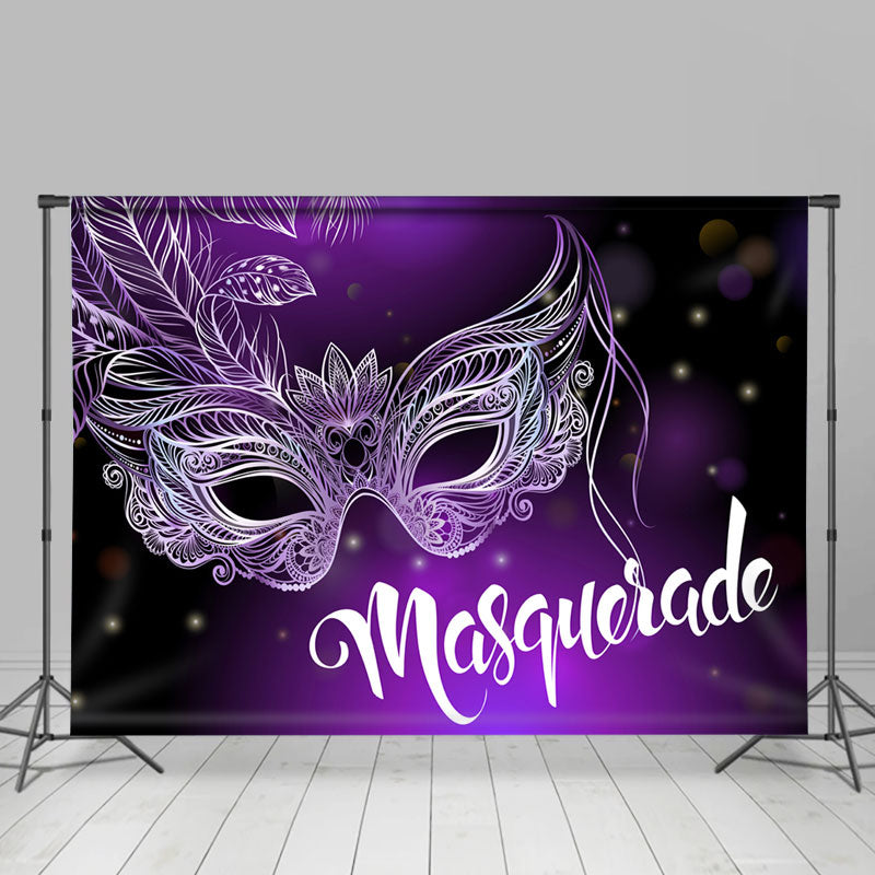Lofaris Black Purple Masquerade Happy Holiday Dance Backdrop