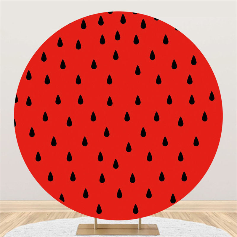 Lofaris Black Raindrops Round Red Backdrop For Birthday Party