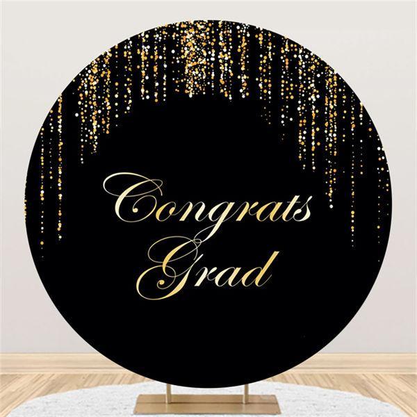 Lofaris Black Round Glitter Gloden Lines Congrategrad Backdrop