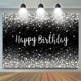 Lofaris Black Silver Bokeh Diamond Glitter Birthday Backdrop