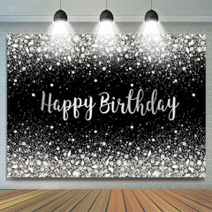 Lofaris Black Silver Bokeh Diamond Glitter Birthday Backdrop