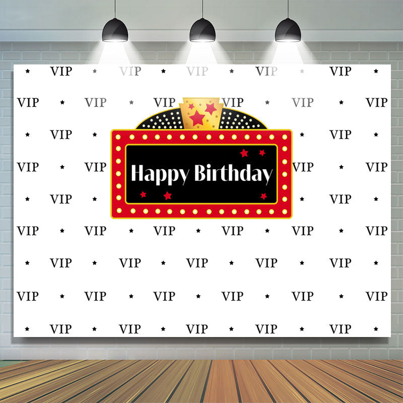 Lofaris Black Vip And Five-pointed Star Happy Birthday Backdrop