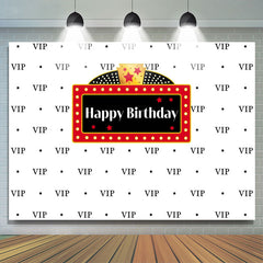 Lofaris Black Vip And Five-pointed Star Happy Birthday Backdrop