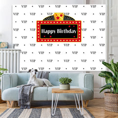 Lofaris Black Vip And Five-pointed Star Happy Birthday Backdrop