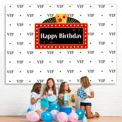 Lofaris Black Vip And Five-pointed Star Happy Birthday Backdrop