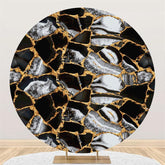 Lofaris Black White Abstract Texture Circle Birthday Backdrop