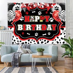 Lofaris Black White With Red Balloon Happy Birthday Backdrop