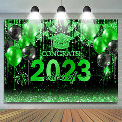Lofaris Black With Green Balloon Flag Class Of 2023 Backdrop