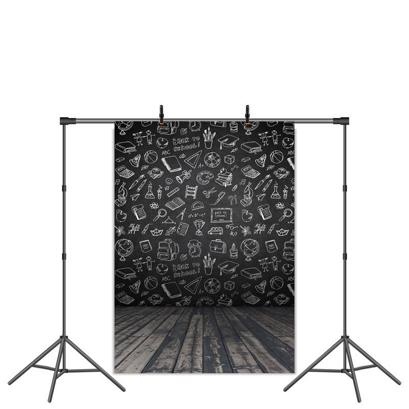 Lofaris Blackboard and Wooden Floor Back to School Backdrop