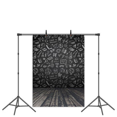 Lofaris Blackboard and Wooden Floor Back to School Backdrop