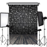 Lofaris Blackboard and Wooden Floor Back to School Backdrop