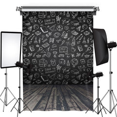 Lofaris Blackboard and Wooden Floor Back to School Backdrop