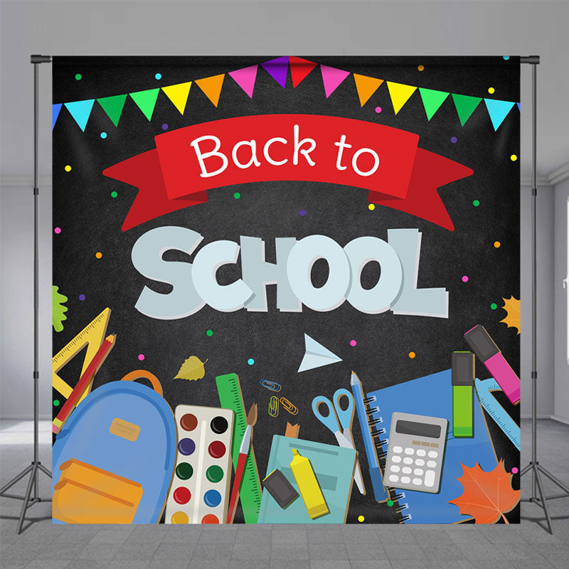 Lofaris Blackboard Iridescent Flag Back to School Backdrop