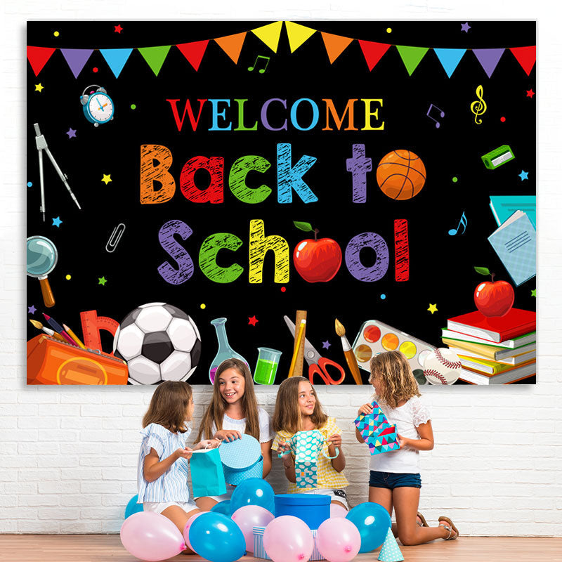 Lofaris Blackboard Rainbow Flag Welcome Back to School Backdrop
