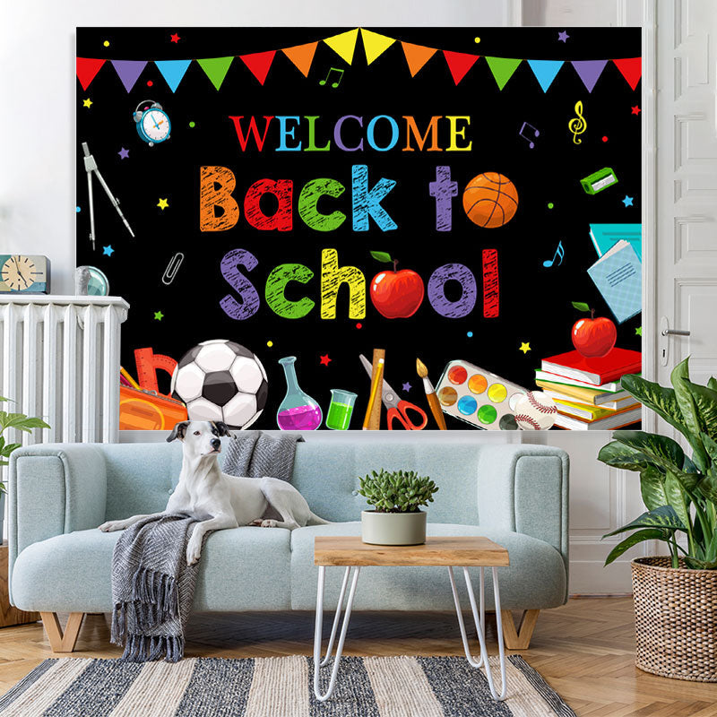 Lofaris Blackboard Rainbow Flag Welcome Back to School Backdrop