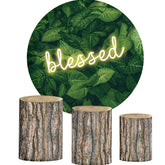 Lofaris Blessed Green Leaves Custom Circle Party Backdrop Kit