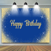 Lofaris Blue And Gold Glitter Birthday Backdrop For Decoration