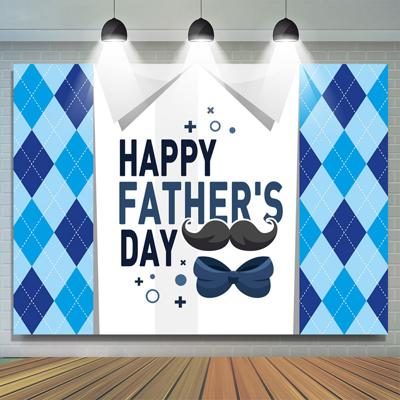 Lofaris Blue And Grey Suit With Happy Fathers Day Backdrop