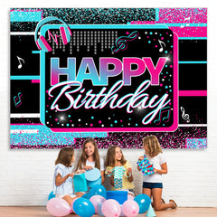 Lofaris Blue And Hot Pink Musical Theme Happy Birthday Backdrop