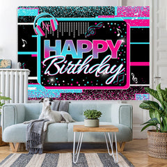 Lofaris Blue And Hot Pink Musical Theme Happy Birthday Backdrop