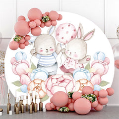 Circle Green Bamboo And Panda Round Baby Shower Backdrop