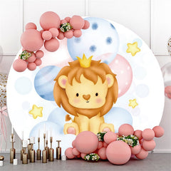 Sleepy Cute Tiger And Moon Round Baby Shower Backdrop
