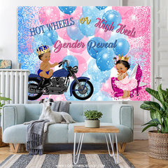 Lofaris Blue And Pink Balloons Glitter Gender Reveal Backdrop