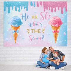 Lofaris Blue And Pink He Or She Ice Cream Baby Shower Backdrop