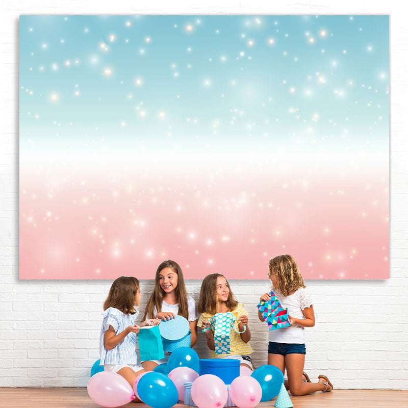 Lofaris Blue And Pink With Glitter Dots Fuzzy Party Backdrop