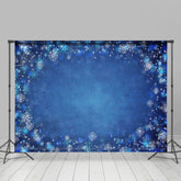 Lofaris Blue And Shiny Snowflake Lovely Happy Winter Backdrop